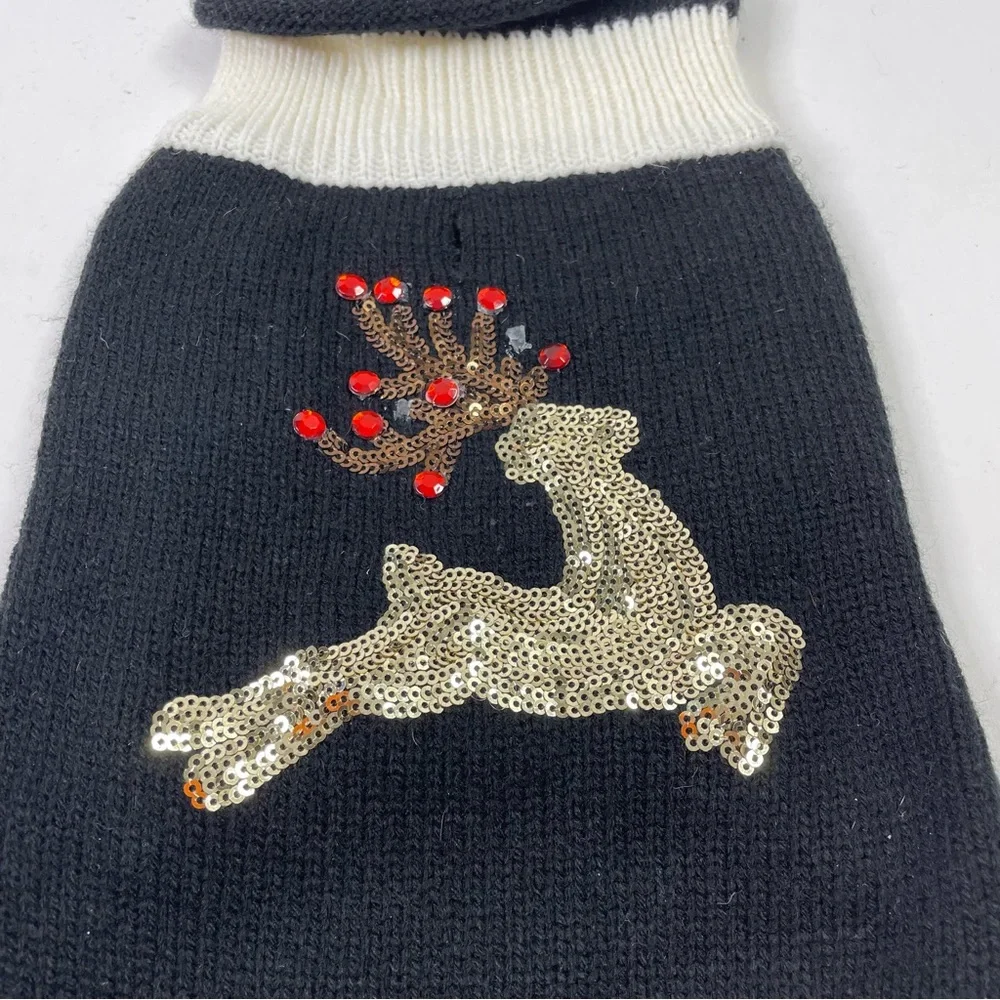 7”x13” Sequin Reindeer Small Dog Sweater